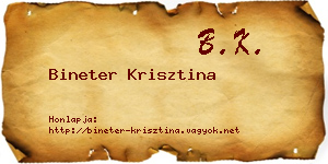 Bineter Krisztina névjegykártya